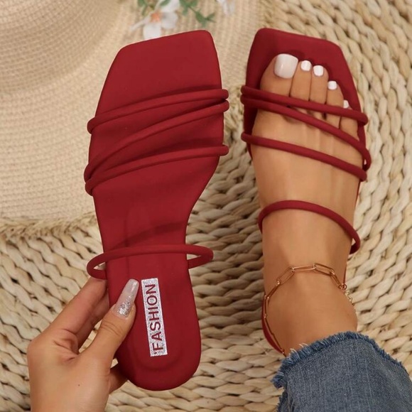 New Arrival Spring/Summer Minimalist Striped Flat Slides Sandals For Women, main image 2